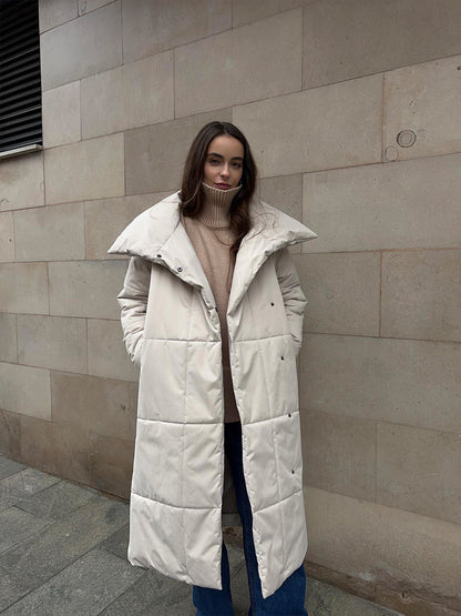 Manteau long à revers large et tendance