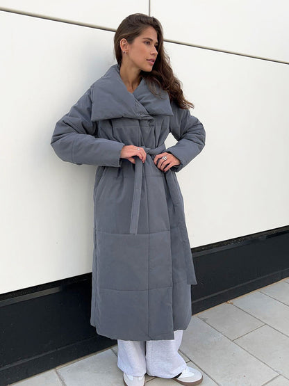 Manteau long à revers large et tendance