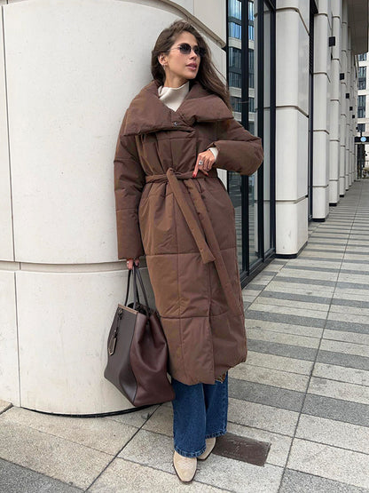 Manteau long à revers large et tendance